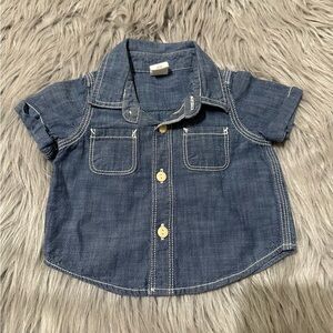 Baby Gap Blue Denim Short Sleeve Shirt Baby Size 0-3 months
